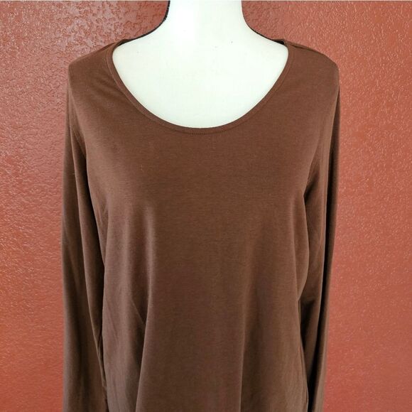 Belle Kim Gravel Classic Brown Long Sleeve Women's Top - Picture 2 of 8